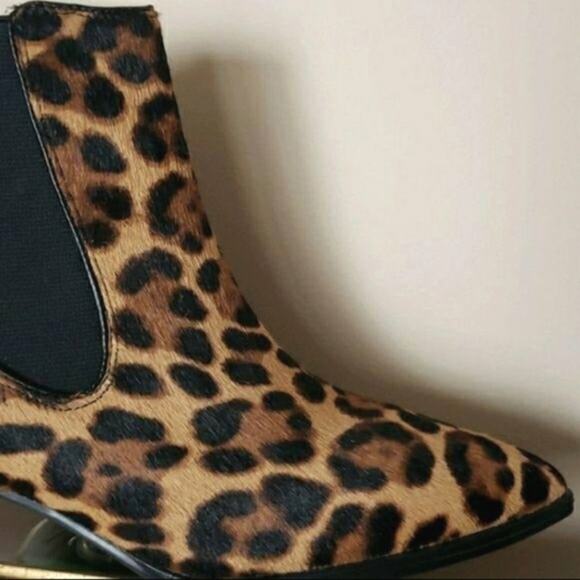 NEW Nine West Women's Honor Ankle Boot 6.5 Leopard Print Calf Hair Quiet Luxury - Picture 2 of 5